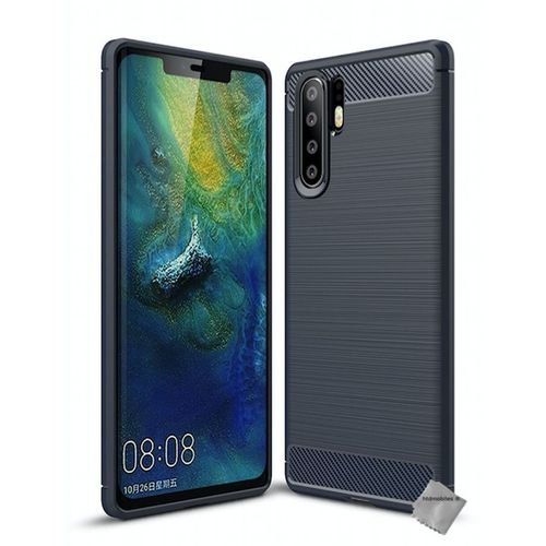 Housse Etui Coque Silicone Gel Carbone Pour Huawei P30 Pro + Film Ecran - Bleu Fonce