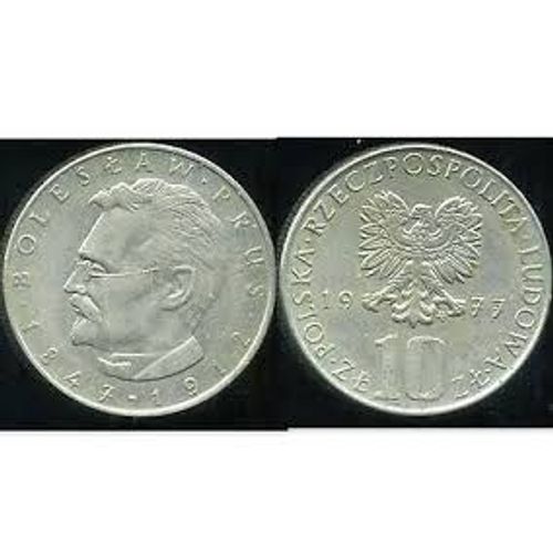 Pologne = Pièce De Monnaie De 10 Zlotych, Année 1977, Commémorative : Boleslaw Prus 1847 - 1912 , En Nickel