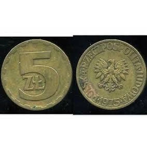 Pologne = Pièce De Monnaie De 5 Zlotych, Année 1975, En Bronze - Aluminium