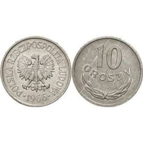 Pologne = Pièce De Monnaie De 10 Groszy ( 0.10 Zlotych ), Année 1966, En Aluminium