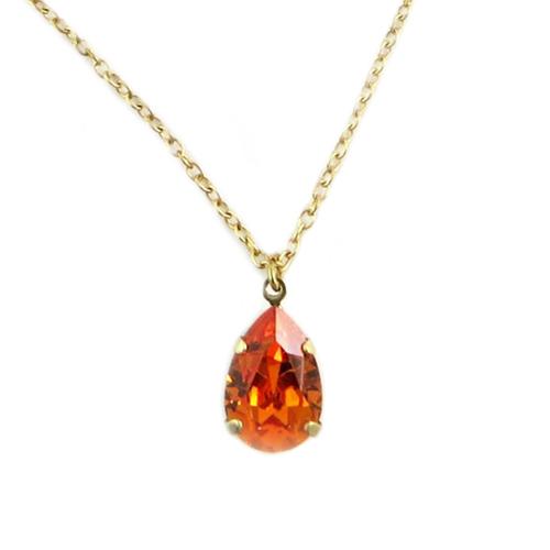 Lily-Crystal [Q2342] - Collier Artisanal 'tsarine' Orange Tangerine Doré - 15x10 Mm