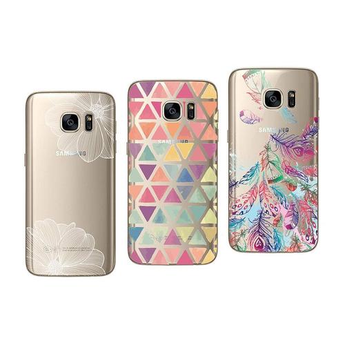 Novago Compatible Avec Samsung Galaxy S7 - Pack De 3 Coques Souples Et Résistantes Avec Impression De Qualité