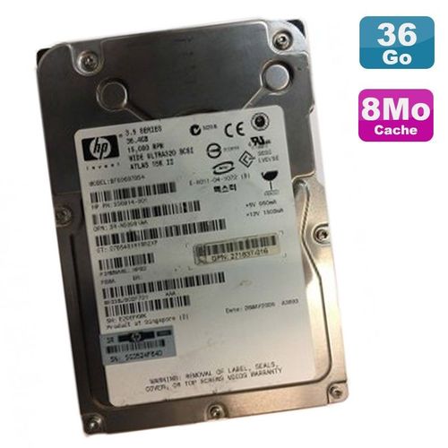 Disque Dur 36.4Go Ultra320 SCSI 3.5 HP WIDE BF03687B54 356914-001 80Pin 15000RPM