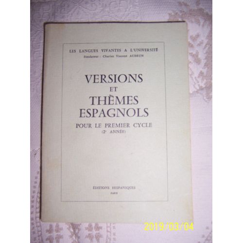 Versions Et Themes Espagnols Pour Le Premier Cycle