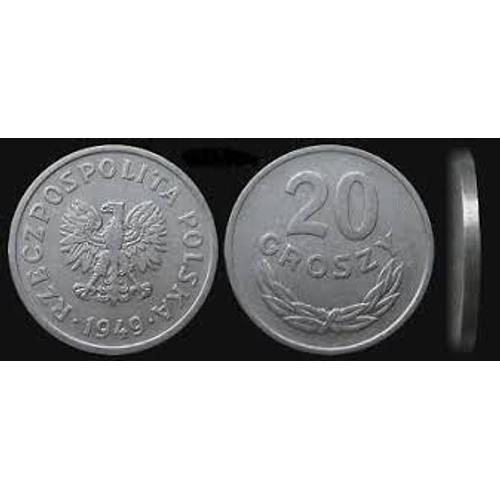 Pologne = Pièce De Monnaie De 20 Groszy ( 0.20 Zlotych ), Année 1949, En Aluminium