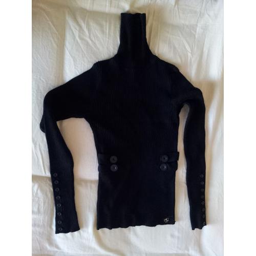 Pull Fantaisie Manches Longues Noir Morgan Col Cheminée Taille Xs 78 % Viscose + 22 % Polyamide