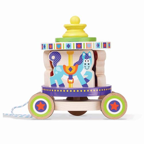 Melissa & Doug - Carrousel En Bois Avec Pièces De Jeu Amovible, Premier Jeu, Multicolore