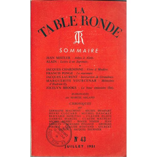 La Table Ronde N° 43 . Juillet 1951