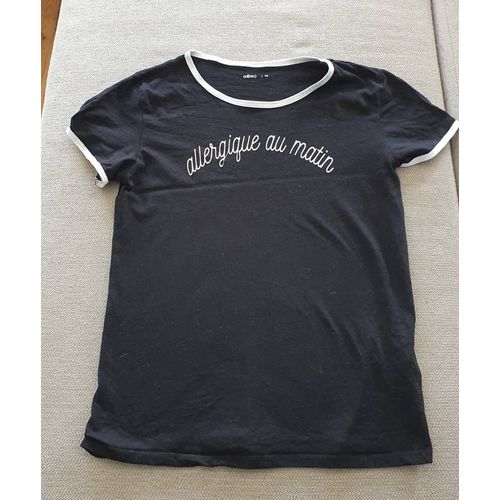 T-Shirt Gémo Noir 16 Ans Allergique Au Matin