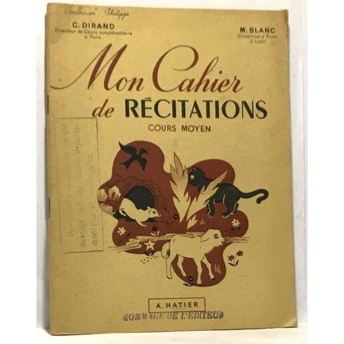 Mon Cahier De Récitations Cours Moyen
