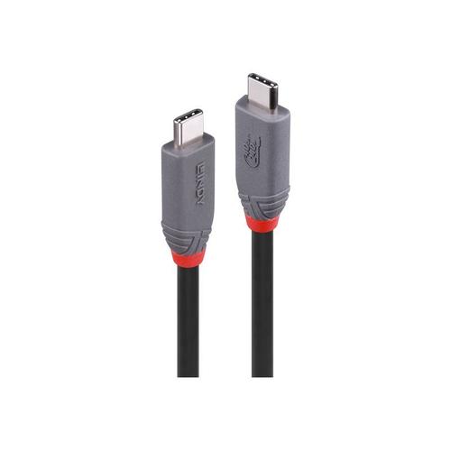 Lindy Anthra Line - Câble USB - 24 pin USB-C (M) pour 24 pin USB-C (M) - USB4 Gen3x2 - 48 V - 5 A - 1.5 m - support pour 4K60Hz (3840 x 2160), support 8K60Hz (7680 x 4320) - noir