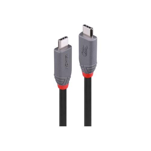 Lindy Anthra Line - Câble USB - 24 pin USB-C (M) pour 24 pin USB-C (M) - USB4 Gen3x2 - 48 V - 5 A - 80 cm - support pour 4K60Hz (3840 x 2160), support 8K60Hz (7680 x 4320) - noir