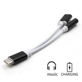 USB C Charge & Music ¿ Câble 2 en 1 prise jack casque audio pour USB type C  ¿ Noir