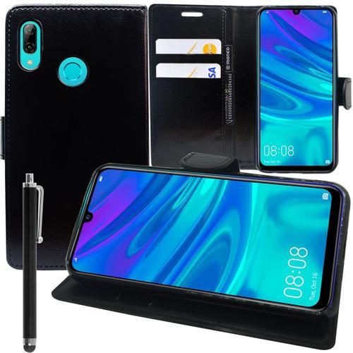 Etui Portefeuille Pour Huawei P Smart (2019) 6.21" Support Video Cuir Pu - Noir + Stylet