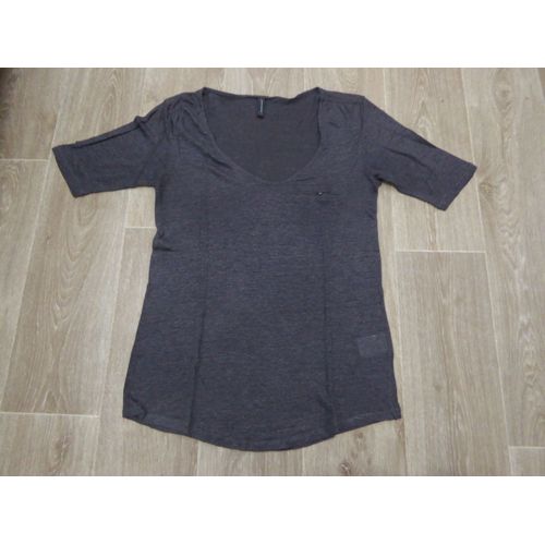 T-Shirt Manches 3/4 Lin Gris Foncé/Lurex Naf Naf - L
