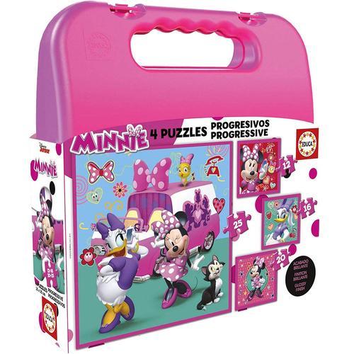 Educa Mallette Puzzles Progréssifs Minnie Happy Helpers 12+16+20+25