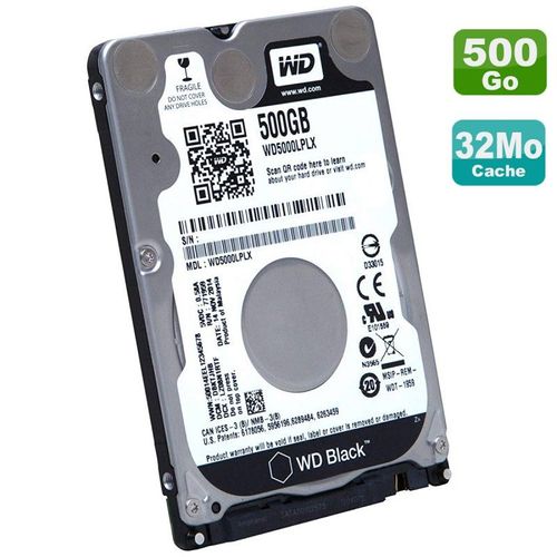 Disque Dur 500Go SATA III 2.5" WD Black WD5000LPLX-08ZNTT0 00FC425 SH20G63100