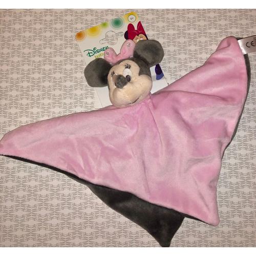 Doudou Minnie Rose & Gris Foncé Disney Baby Plat Peluche Jouet Naissance