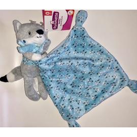 Doudou Musical Renard gris bleu Pommette Intermarché 28 cm chez