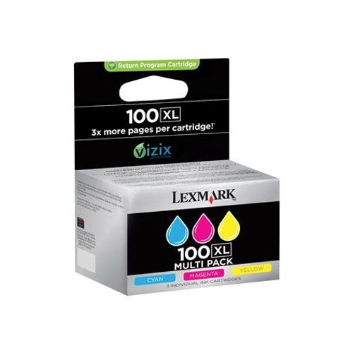 Lexmark Cartridge No. 100XL - À rendement élevé - jaune, cyan, magenta - original - blister avec alarme acoustique / électromagnétique - cartouche d'encre LRP - pour Lexmark Prevail Pro704, Value...