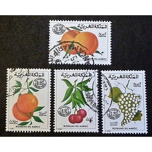 Maroc Timbre Taxe Oblitéré Y Et T N° 60 À 63 Lot De 4 Timbres De 1974 Fruits