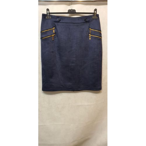 Jupe Bleu Marine En Suedine Femme Veti Style Paris Taille 46/48