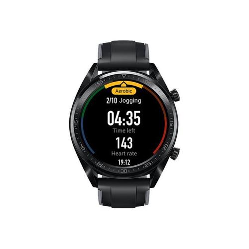 Huawei Watch Gt Sport - 46.5 Mm - Acier Inoxydable Noir - Montre Intelligente Avec Bracelet - Silicone - Noir Graphite - Taille Du Poignet : 140-210 Mm - Affichage 1.39" - 128 Mo - Bluetooth - 46...