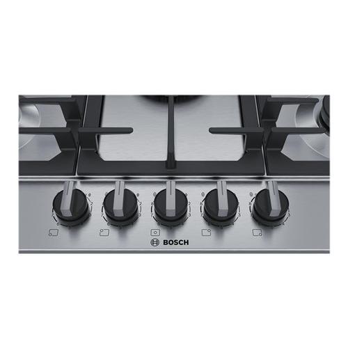Bosch Serie 6 PCQ7A5B90 - Table de cuisson au gaz - 5 plaques de cuisson - Niche - largeur : 56 cm - profondeur : 48 cm - acier inoxydable - acier inoxydable