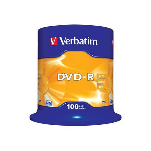 Verbatim - 100 x DVD-R - 4.7 Go 16x - argent mat - spindle
