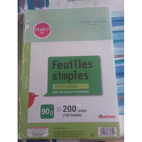 Feuilles Simple Grand Carreaux Vertes 200 Pages