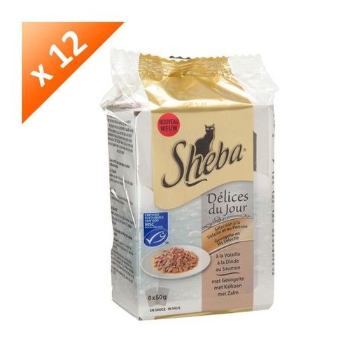 Sheba Délices Du Jour Sachets Fraîcheur En Sauce - 3 Variétés - Pour Chat - 6 X 50 G (X12)