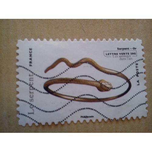 Timbre Oblitere "Les Animaux Dans L'art" - Serpent