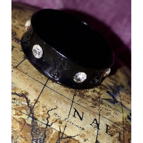 Bague Noire Et Strass