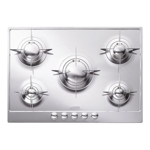 Smeg Piano Design P705ES - Table de cuisson au gaz - 5 plaques de cuisson - Niche - largeur : 55.5 cm - profondeur : 47.8 cm - inox poli