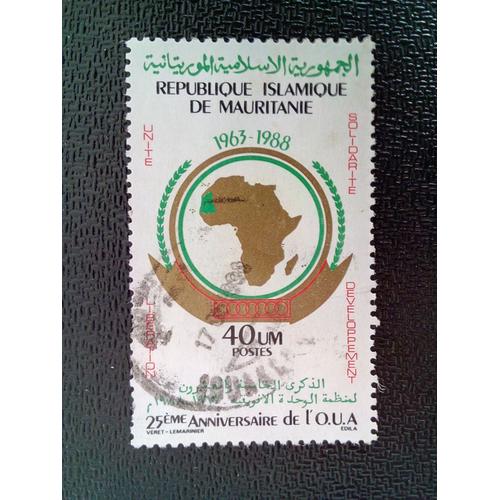 Timbre Mauritanie M I 940 25ème Anniversaire De L'oua 1988