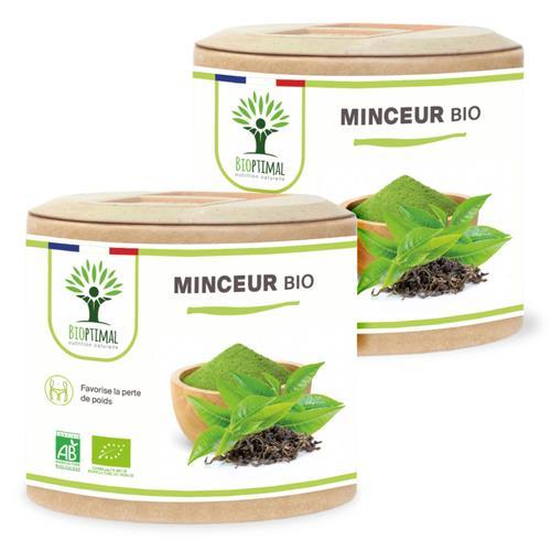 Minceur Bio - Complément Alimentaire - Thé Vert Guarana Artichaut - Perte De Poids Brûle Graisse Digestion Draineur - Fabriqué En France - Vegan - 2x60 Gélules 