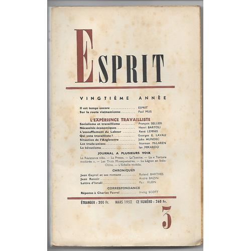 Revue Esprit N°3 1952