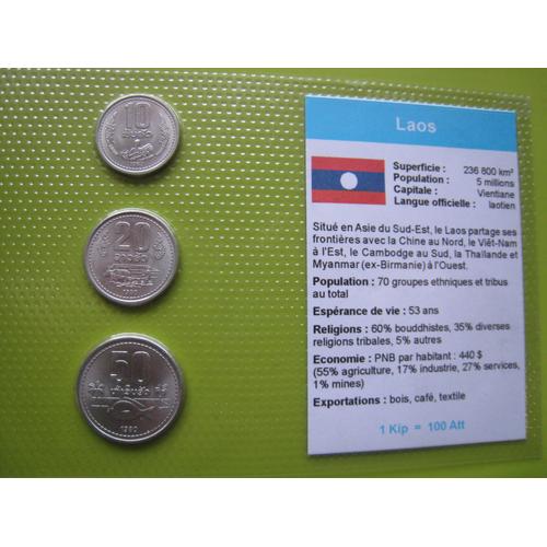 Lot/Set De 3 Pièces De Monnaie Neuves 10 - 20 - 50 Att De Kip - Laos - Asie - 1980