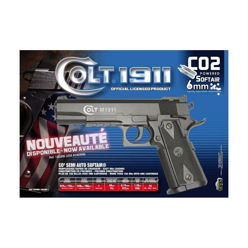 COLT 1911 AIRSOFT CO2 replique-pistolet a bille 1 Joule 6mm - Les