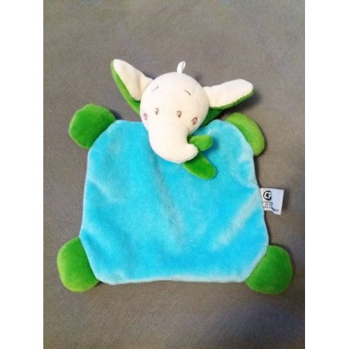 Doudou Éléphant Cp International Bleu Vert