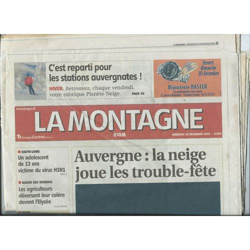 Journal La Montagne Centre France Riom Du 1 Décembre 2009, Article Photo Indochine 2009
