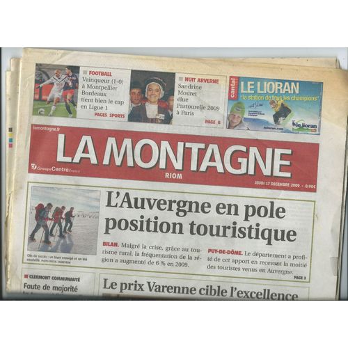 Journal La Montagne Centre France Riom Du 17 Décembre 2009, Article Photo Indochine Nicola Sirkis, Marc Jolivet, The Narcicyst, 2009