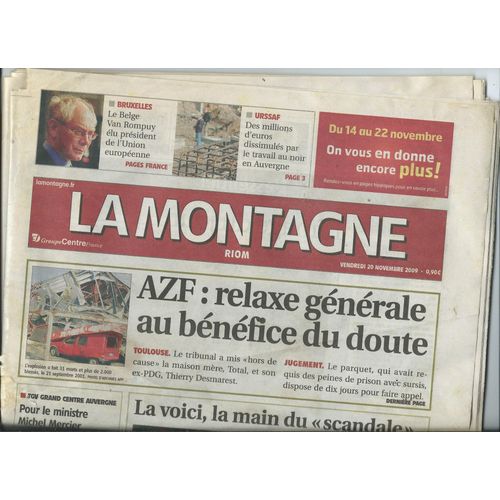 Journal La Montagne Centre France Riom Du 20 Novembre 2009 Article Photo Alain Souchon, Jean-Louis Trintignant, Cauet 2009