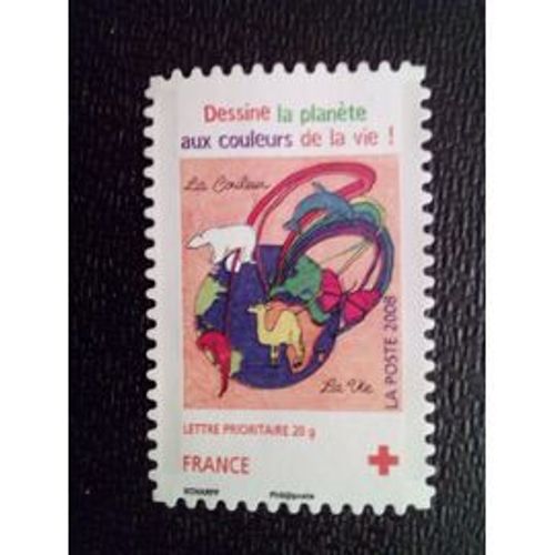 Timbre Oblitéré Au Profit De La Croix Rouge "La Couleur De La Vie"
