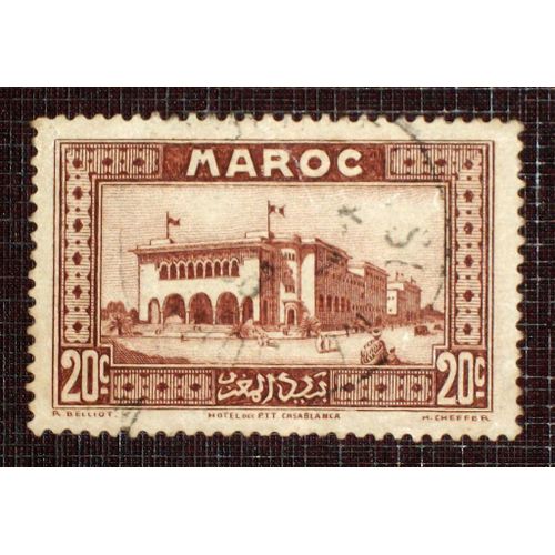 Maroc N° 134 Oblitéré De 1933-34 - 20c Brun-Rouge « Hôtel Des Postes (Casablanca) »