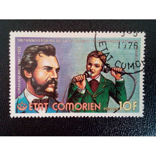 Timbre Comores Yt 142 Graham Bell 1976