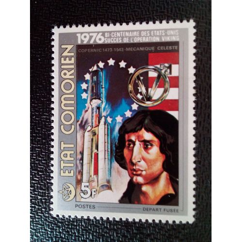 Timbre Comores Yt 162 Nicolaus Copernicus, Lancement De Fusée 1976
