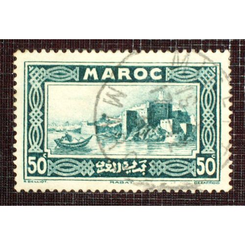 Maroc N° 139 Oblitéré De 1933-34 - 50c Vert-Bleu « Kasbah Des Oudaïas (Rabat) »