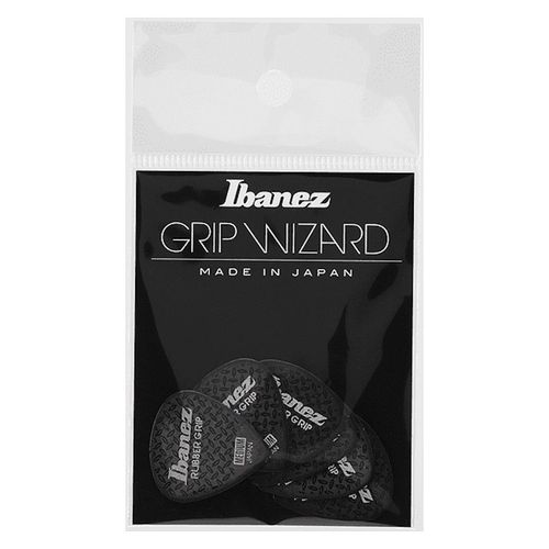 Ibanez Ppa16mrgbk - 6 Médiators Grip Wizard Série Rubber Grip Noir - Medium - 0,8mm