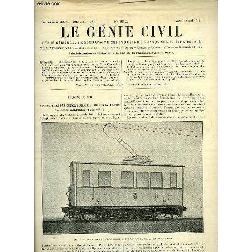 Le Génie Civil N° 4 - Chemins De Fer : Automotrices Des Chemins De Fer Du Sud De La France A Courant Monophasé. Mines : Les Mines D Or En France Par F. Colomer. Résistance Des Matériaux : Nouvelles(...)